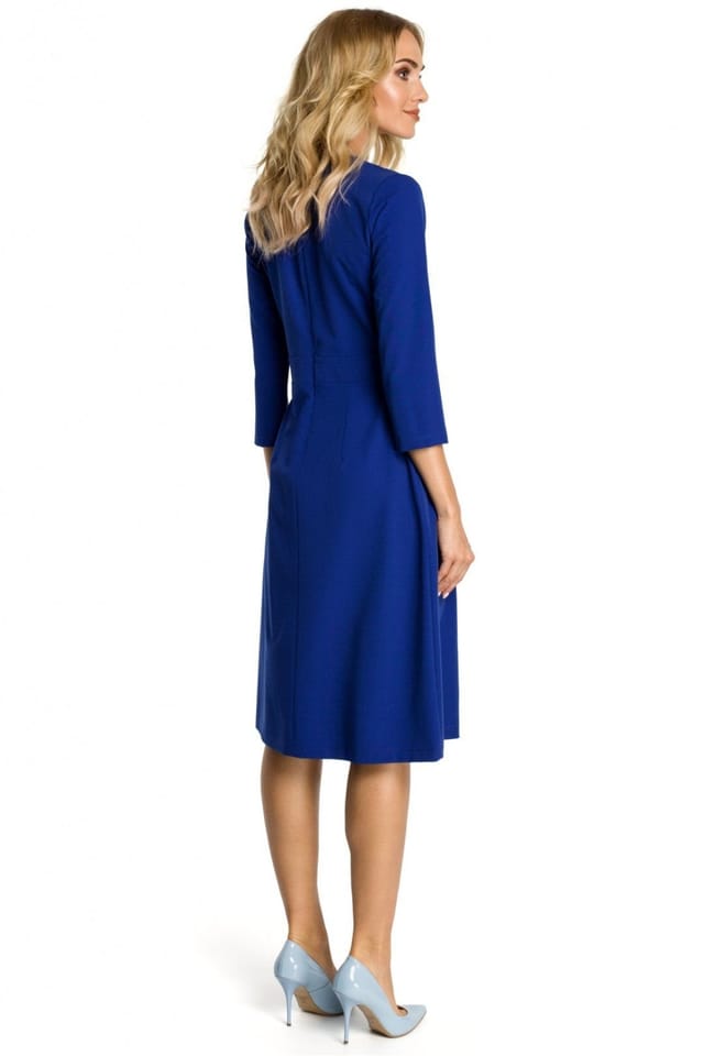 Love Lace Love Lace Women's Waist Cinching 3/4 sleeves Dress in Blue - 2