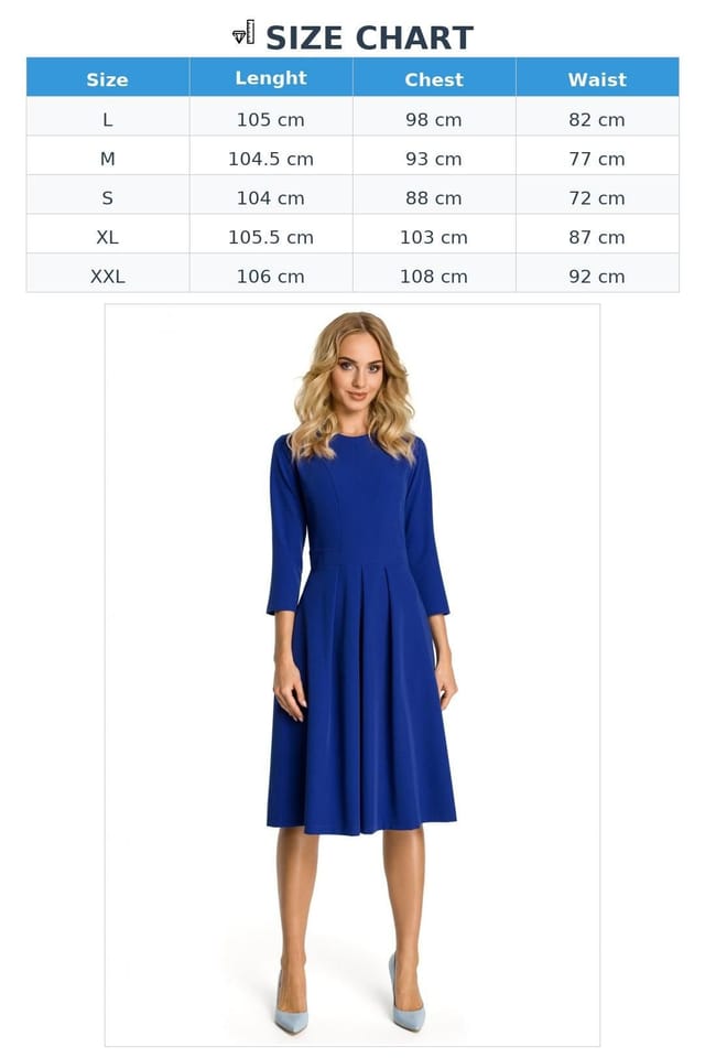 Love Lace Love Lace Women's Waist Cinching 3/4 sleeves Dress in Blue - 3