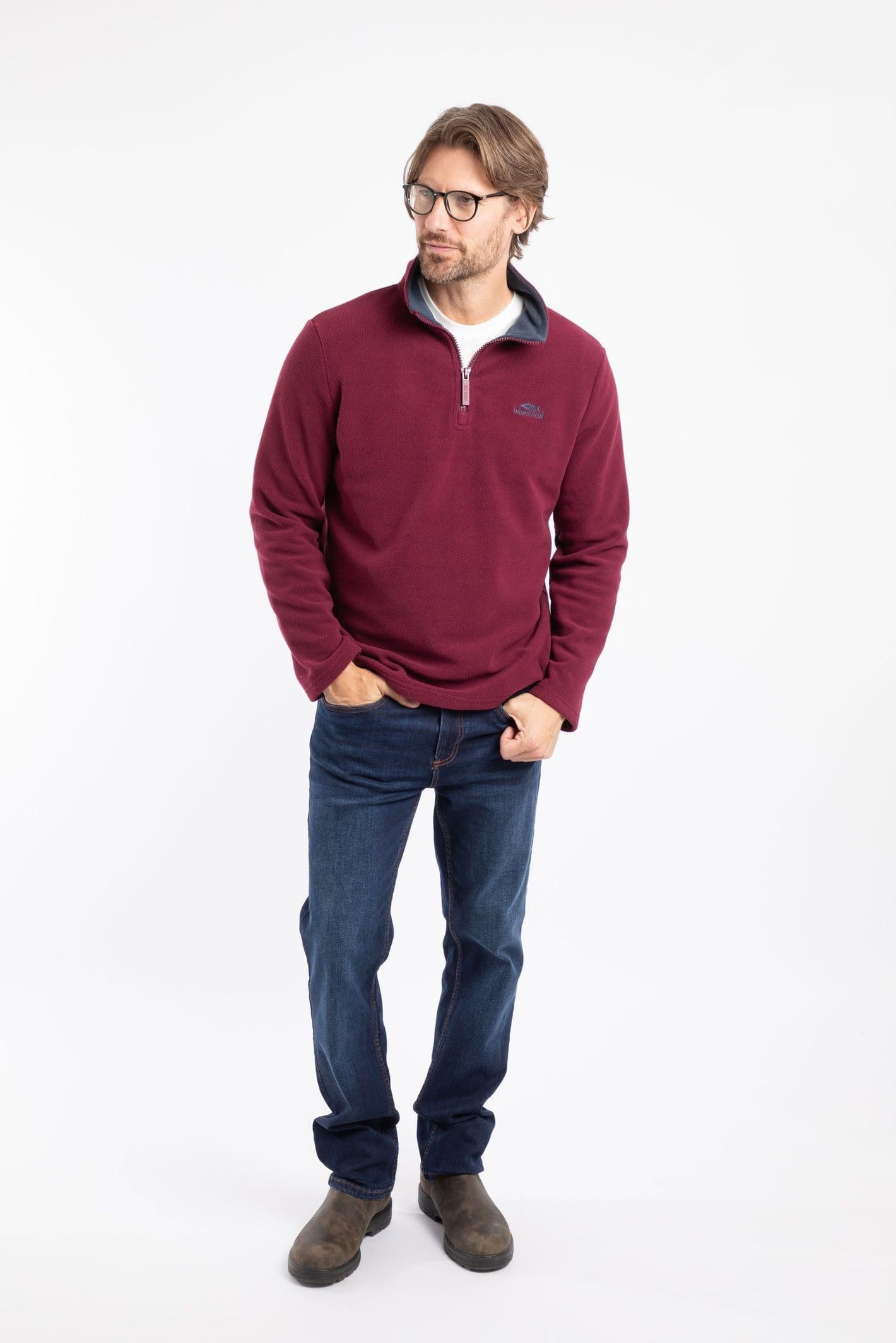 Weird Fish Weird Fish Men's Gene 1/4 Zip Microfleece in Maroon - 4