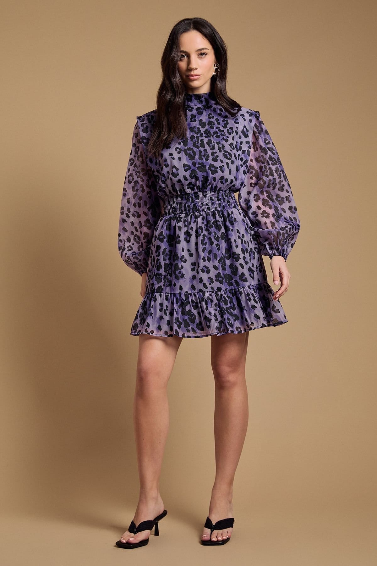 Oasis Oasis Women's Organza Shirred Waist Mini Dress in Plum - 4