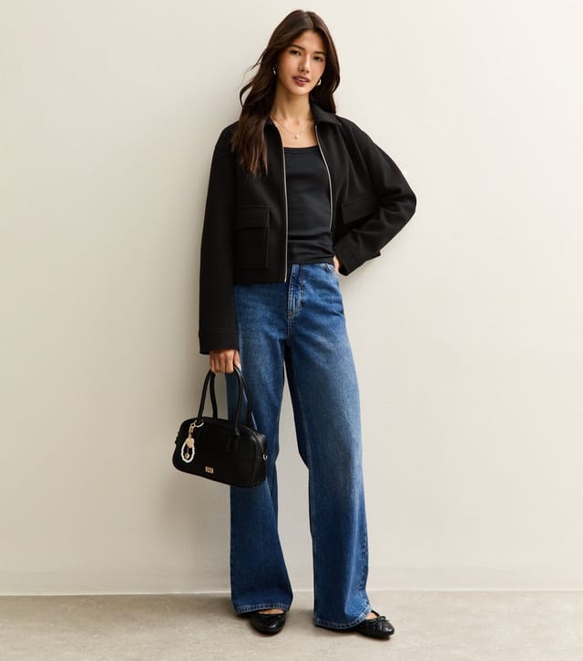 New Look Women's Black Scoop Neck Long Sleeve Ribbed Top New Look - 2