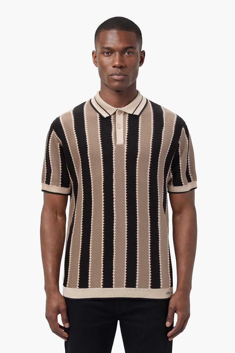 Luke 1977 Men's Castletown Knitted Polo in Black