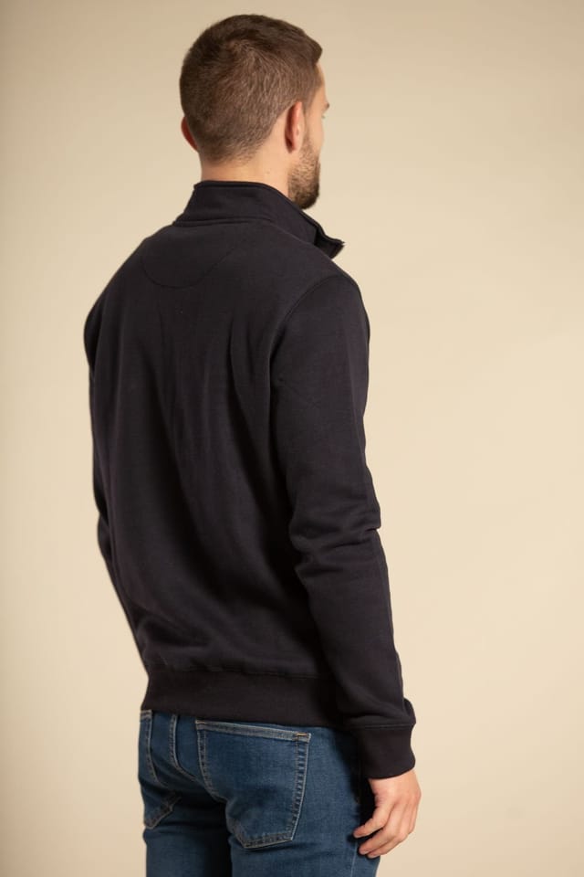 French Connection French Connection Men's Cotton Blend Half-Zip Jumper in Navy - 2