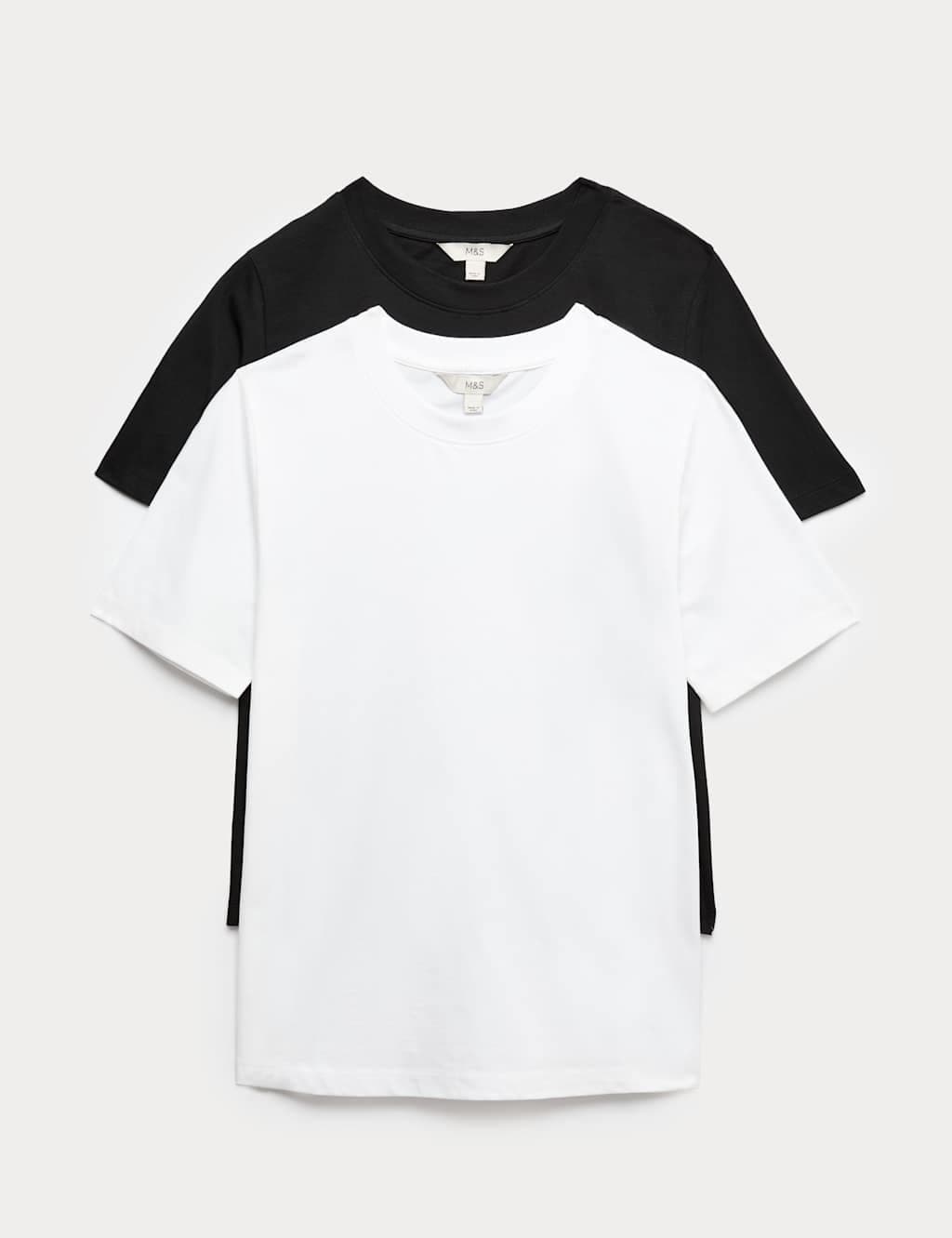Marks & Spencer M&S 2 Pack Pure Cotton T-Shirts Black/White