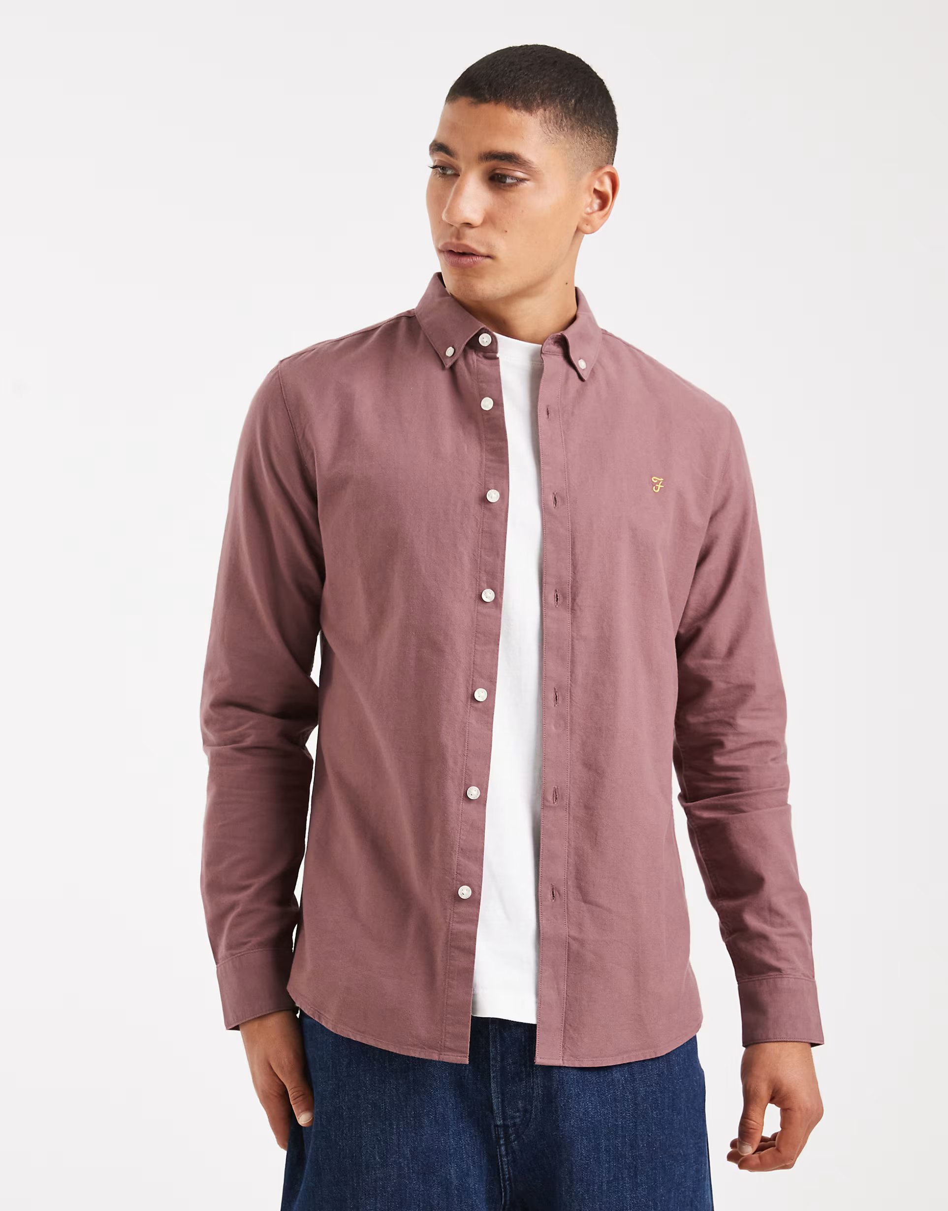ASOS Farah brewer long sleeve shirt in purple