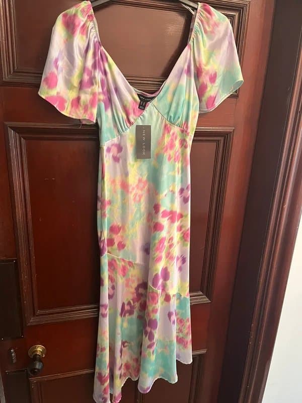 New Look NEW look  satin dress size 14 pastel colours brand new with tags.
