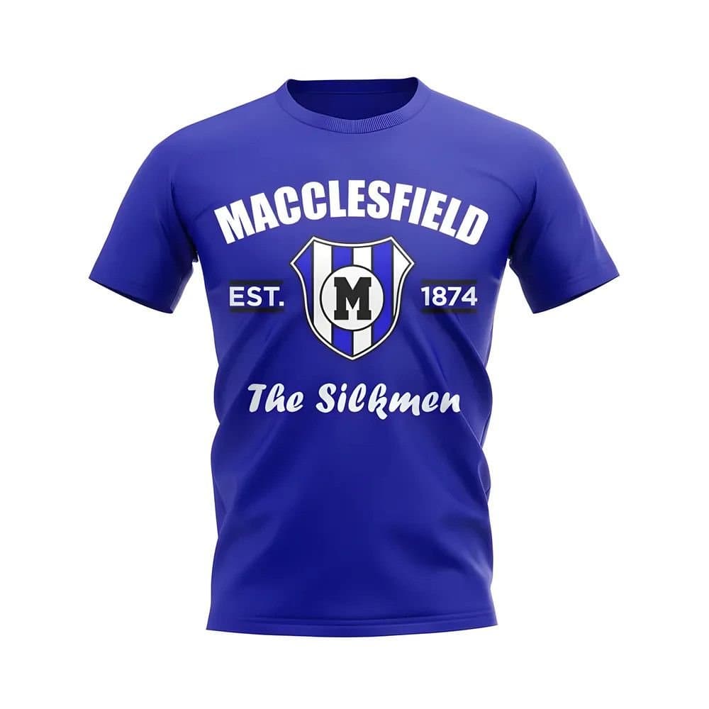Macclesfield Macclesfield Men's Personalised Established Football T-Shirt in Blue