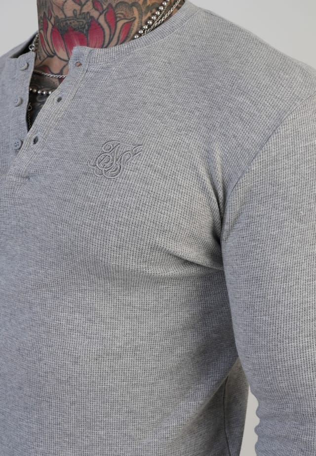 SikSilk SikSilk Men's Henley T-Shirt in Grey - 2