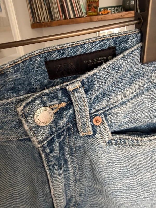 Zara Zara mid waist denim Bermuda shorts