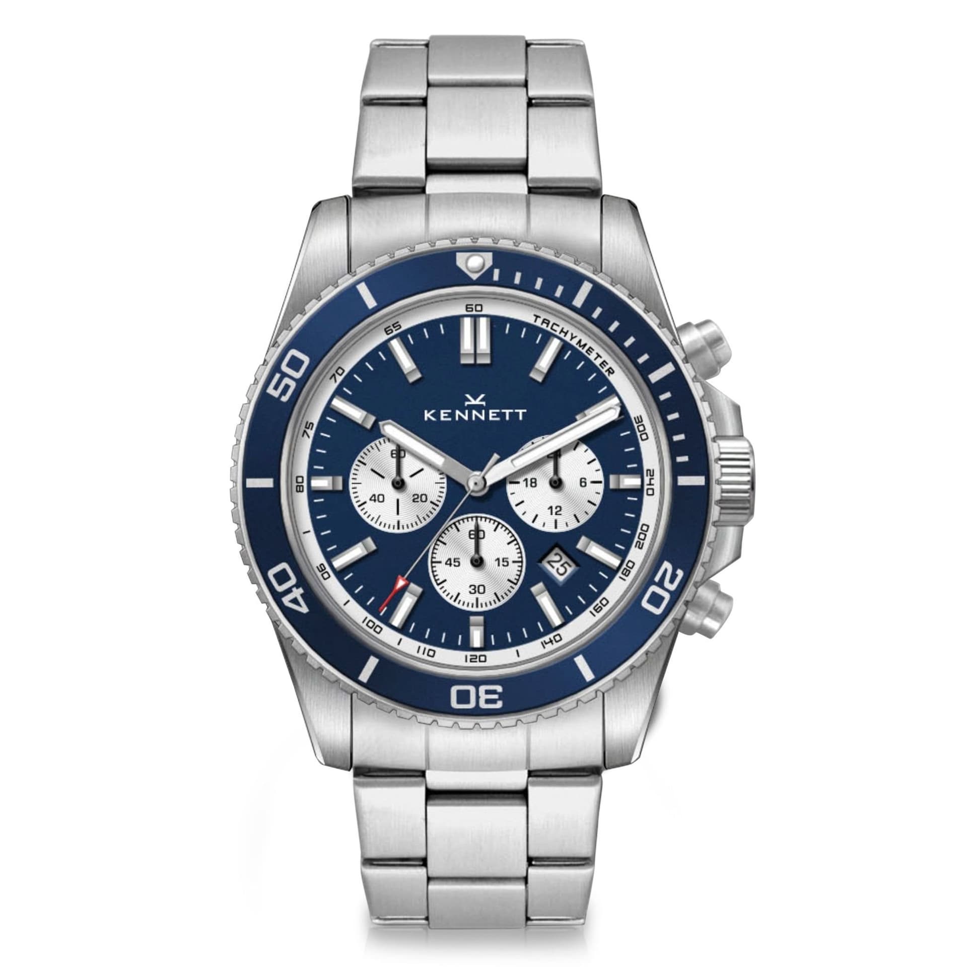 Kennett Kennett Men's PaceSetter Chronograph Watch Nautical Inspired Timepiece in Metallic Silver