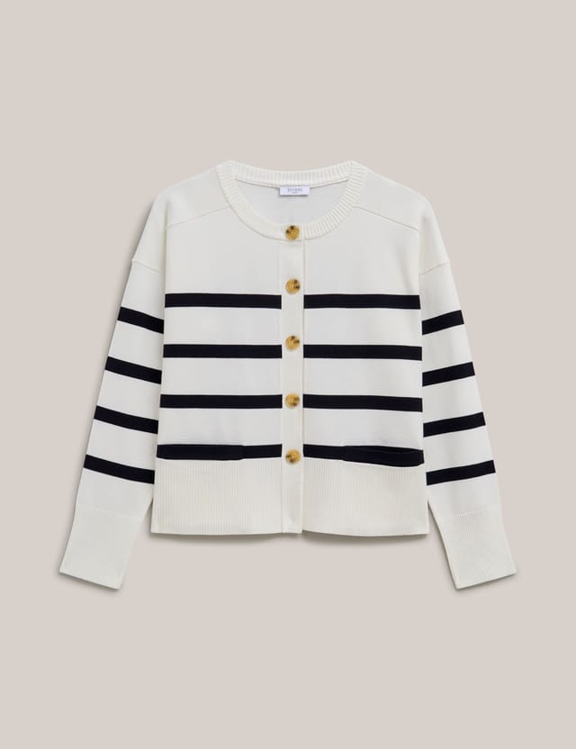 Hobbs London Hobbs London Women's Megan Striped Cardigan in Off-White - 2