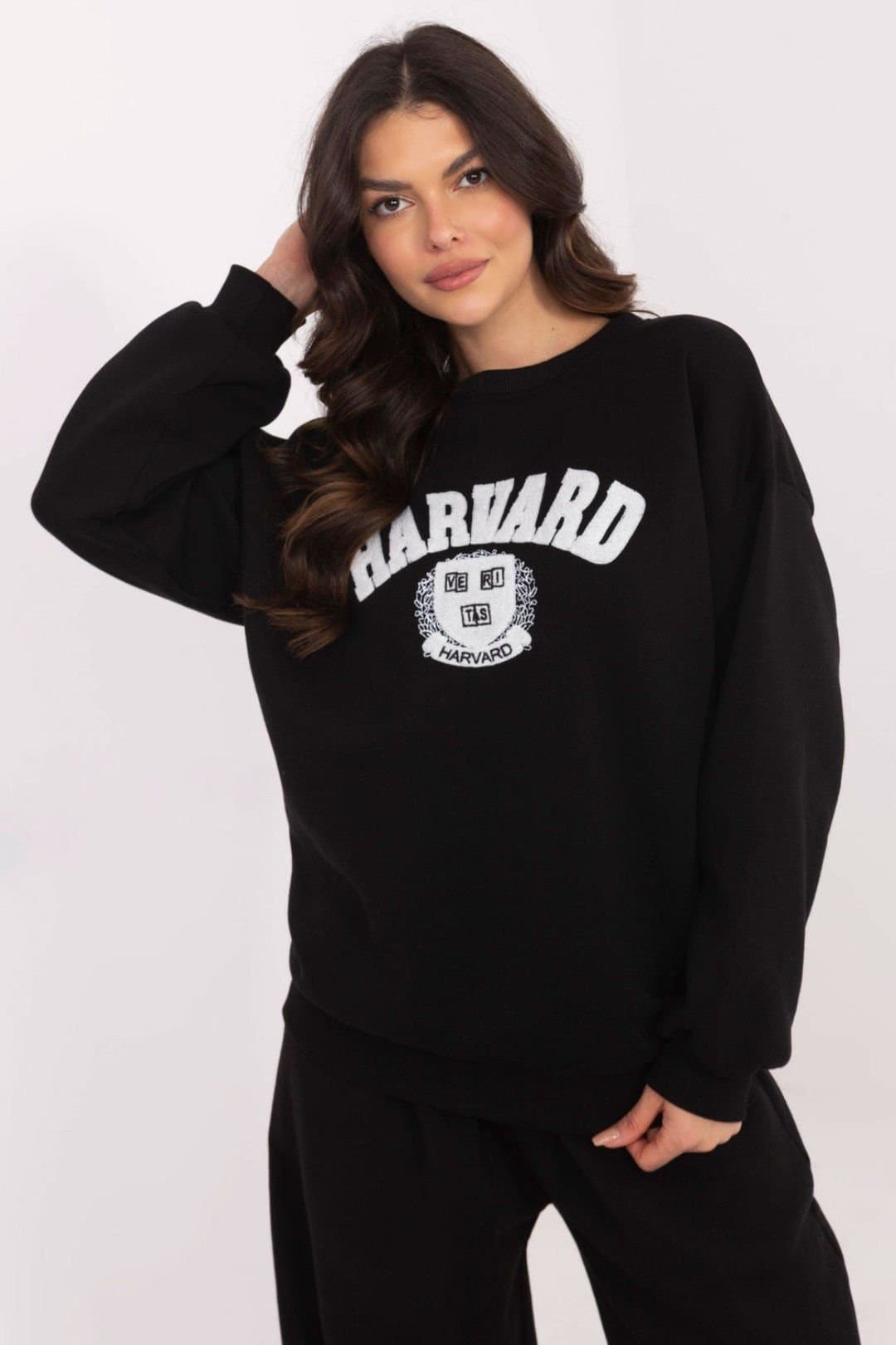 Love Lace Love Lace Black Cotton Polyester Casual Sweatshirt