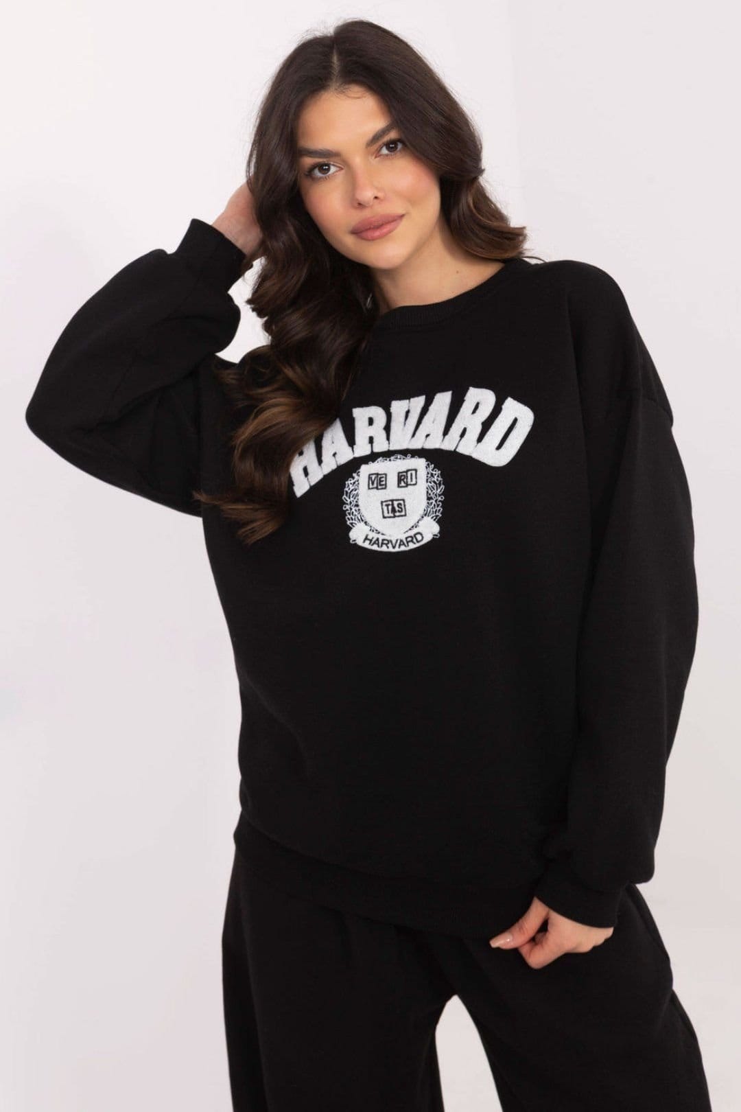 Love Lace Black Cotton Polyester Casual Sweatshirt