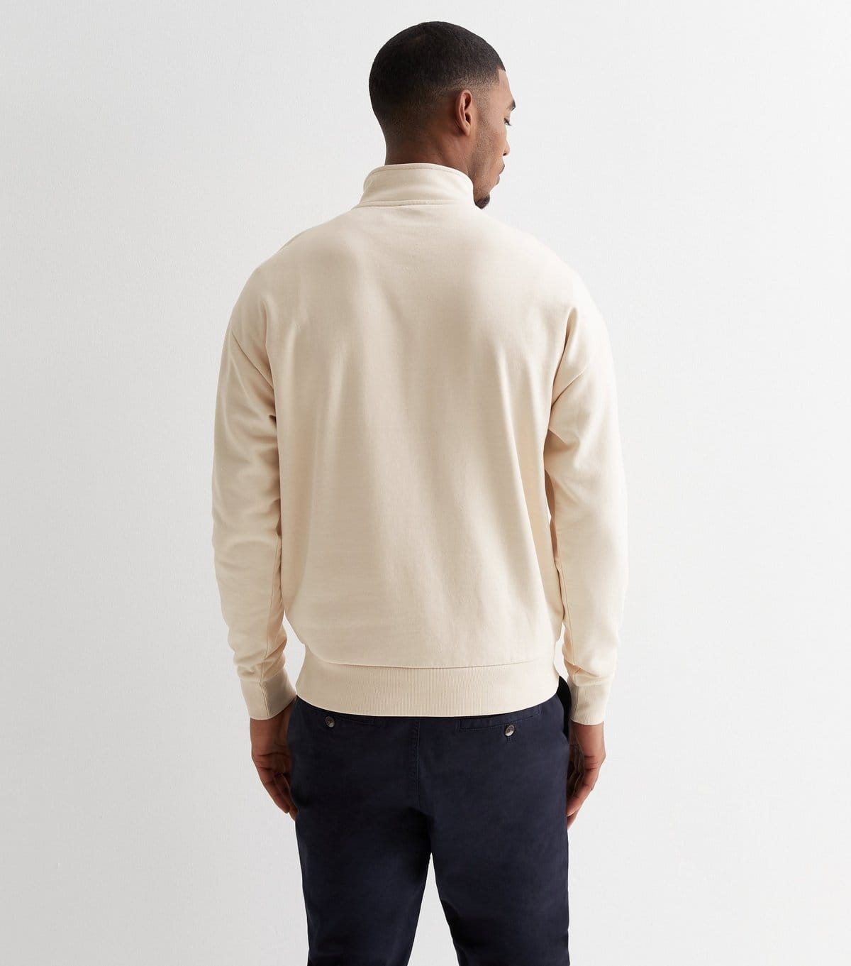 New Look Men's Off White Relaxed Quarter Zip Sweatshirt New Look - 4