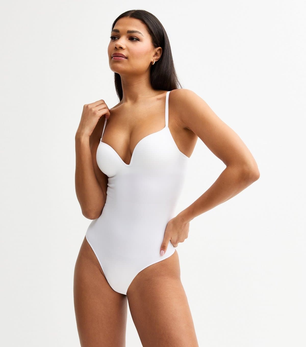 New Look Women's White Seamless Shaping Push Up Bodysuit New Look