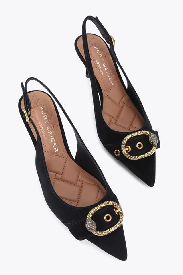 Kurt Geiger London Kurt Geiger London Women's 'Kgl Mayfair Sling Sm Egl' Suede Heels in Black - 2