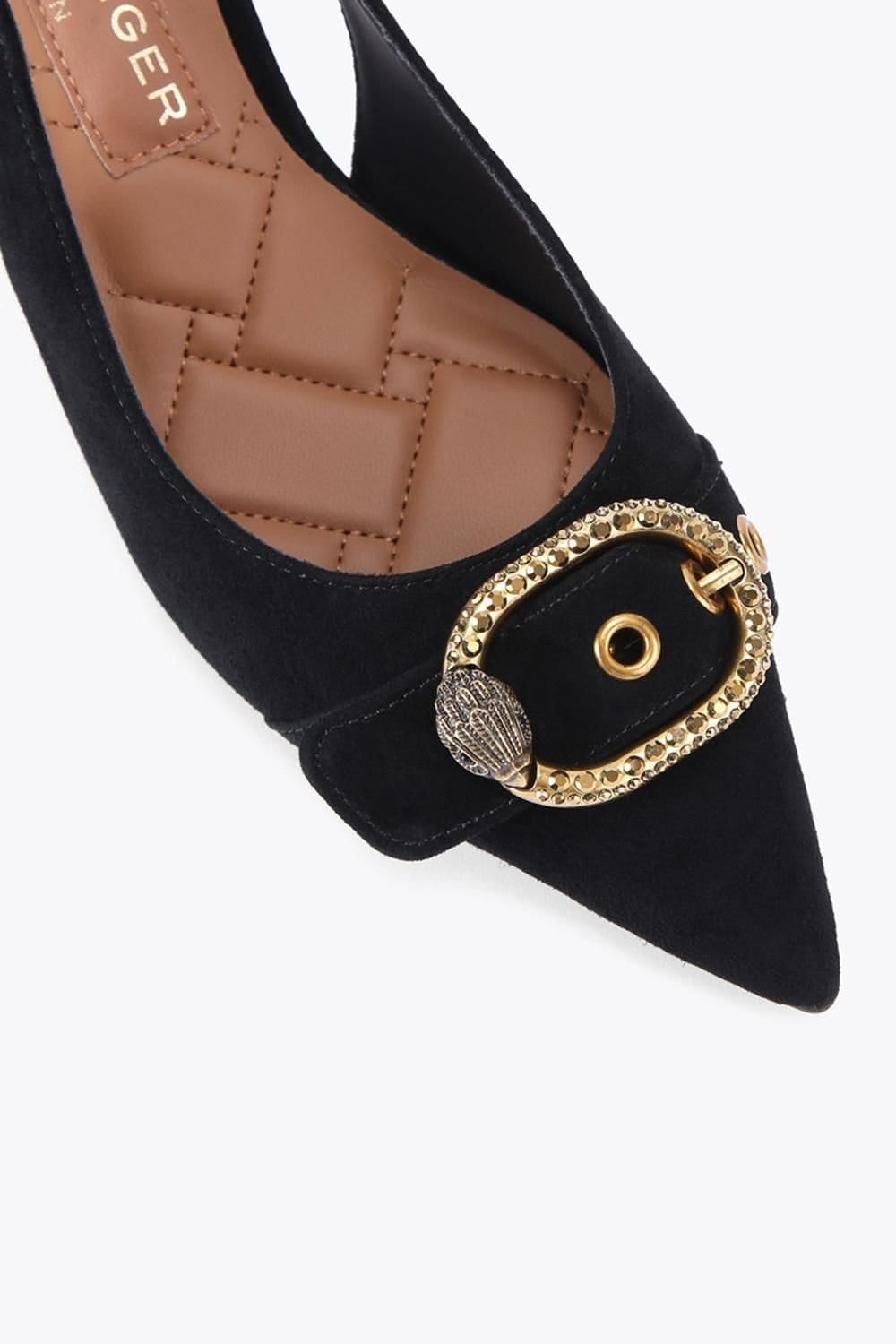 Kurt Geiger London Kurt Geiger London Women's 'Kgl Mayfair Sling Sm Egl' Suede Heels in Black - 4