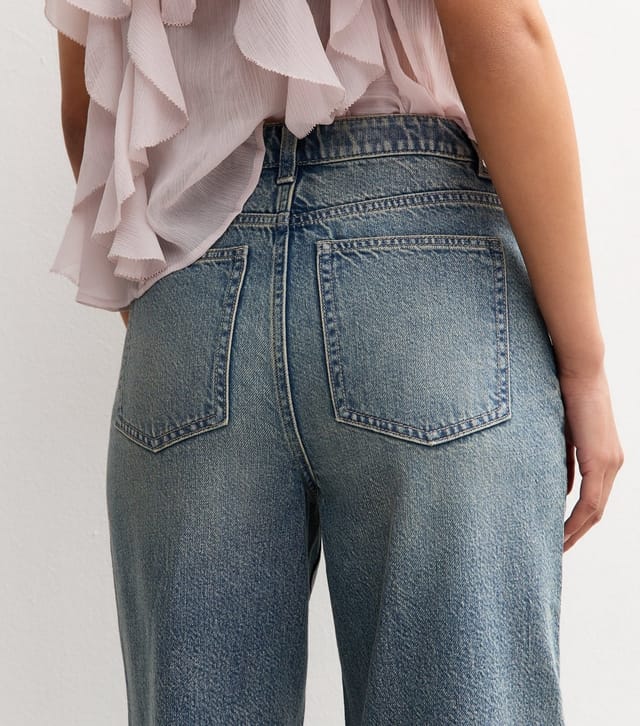 New Look Women's Blue Vintage Tint Low Rise Wide Leg Jeans New Look - 2