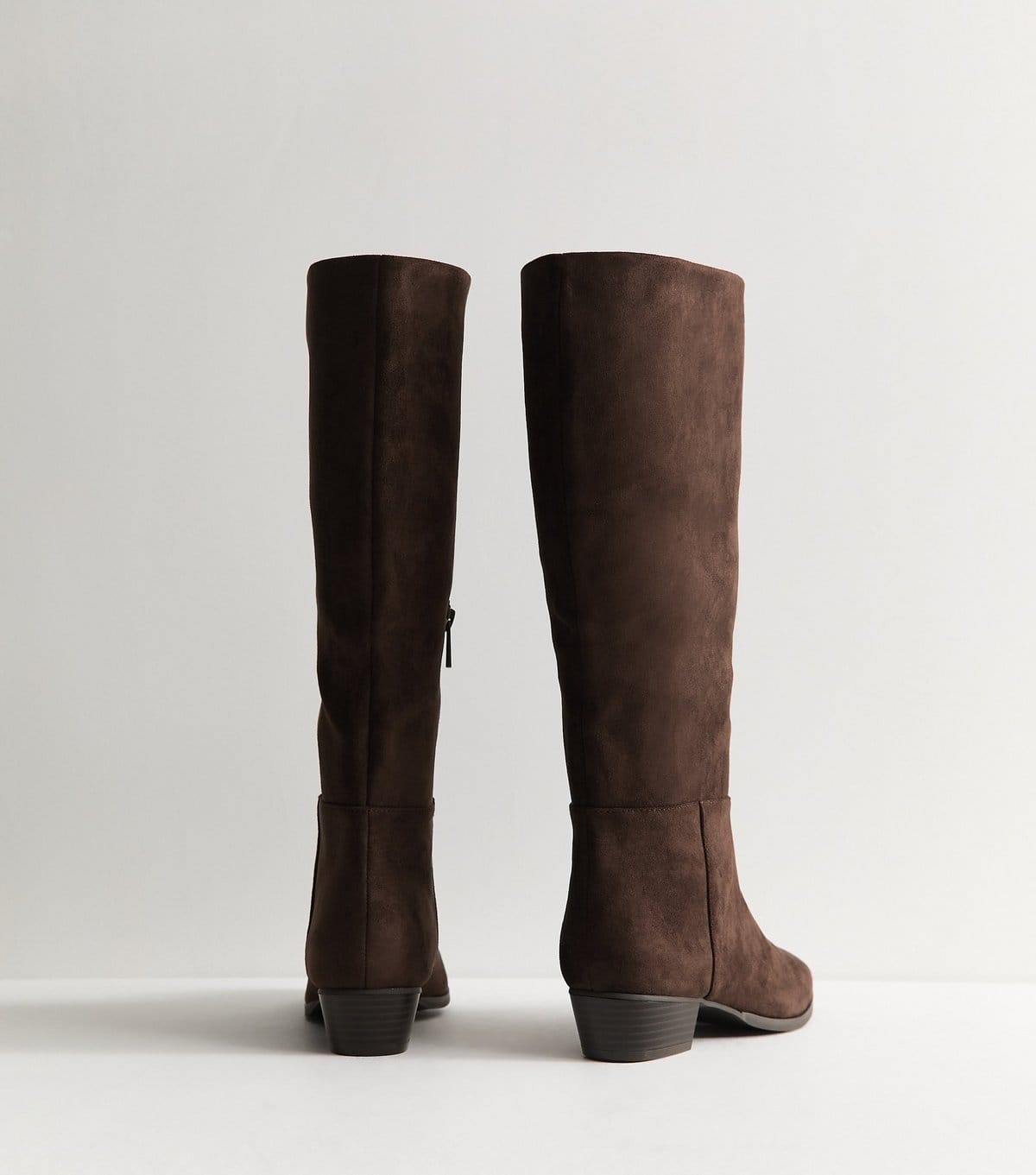 New Look Women's Brown Faux Suede Almond Toe Tall Boots Vegan New Look - 4