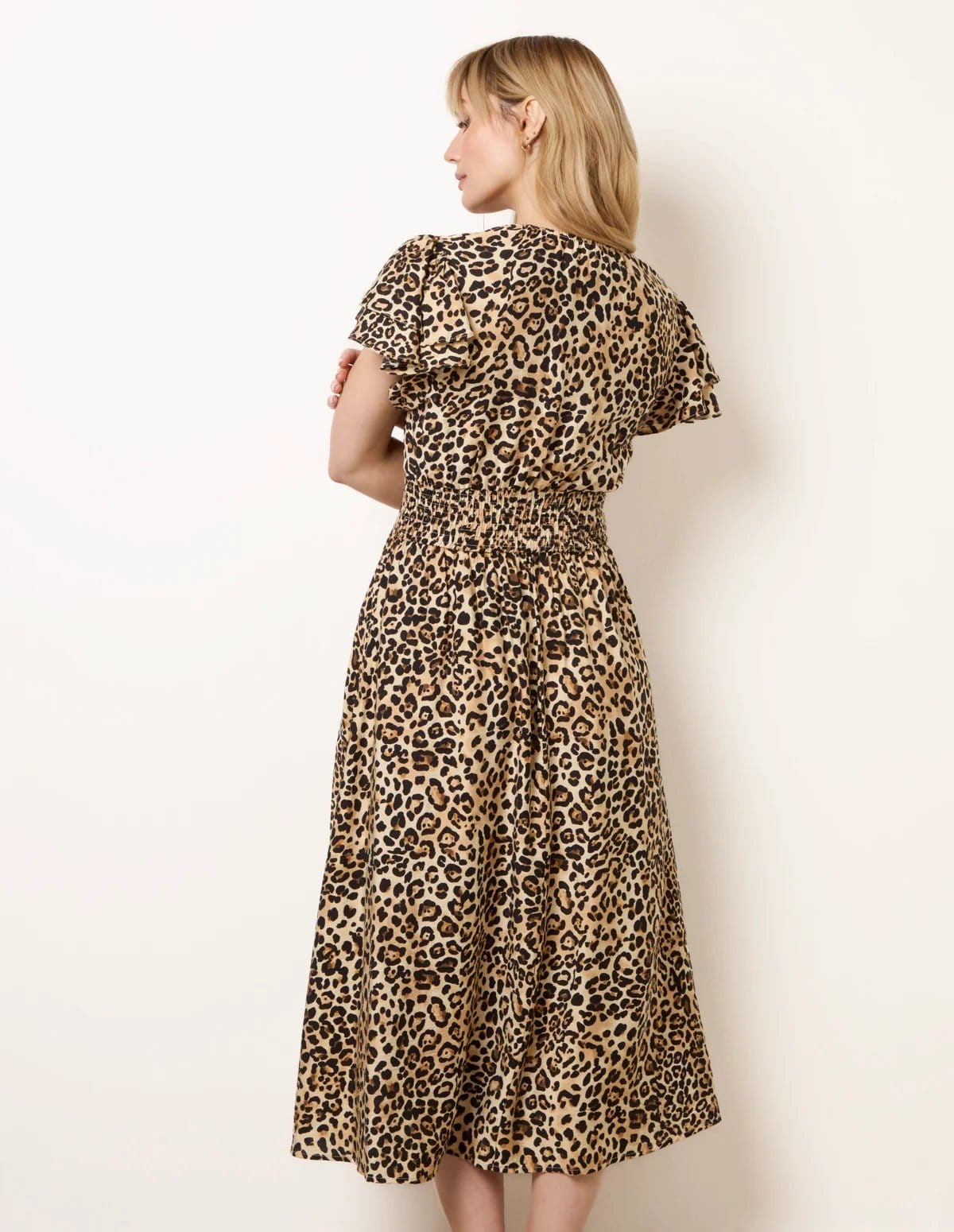 Blue Vanilla Animal Double Frill Shirred Waist Midi Dress - 4
