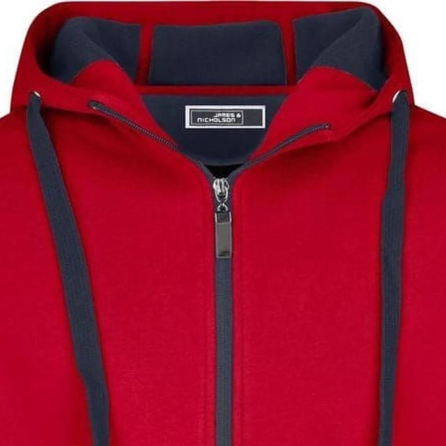 James and Nicholson James and Nicholson Men's Doubleface Full Zip Jacket in Red - 2