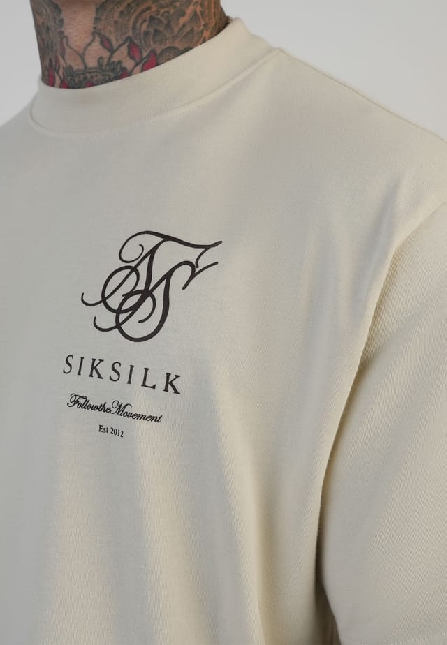 SikSilk SikSilk Men's Logo T-Shirt in Ecru - 2