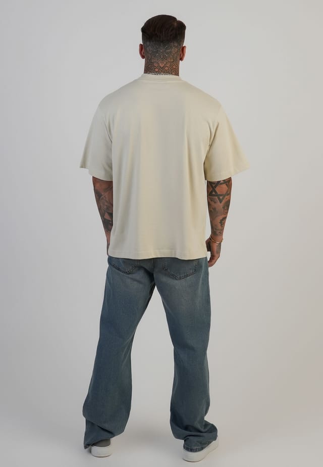 SikSilk SikSilk Men's Logo T-Shirt in Ecru - 3