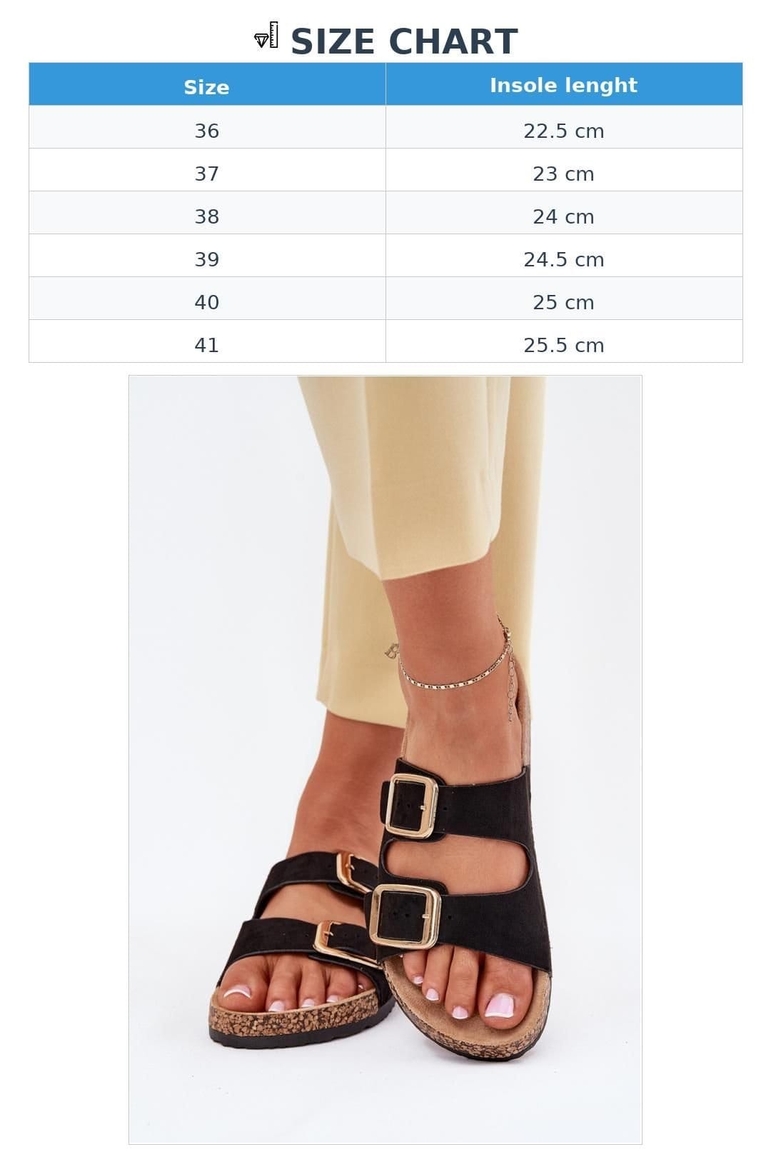 Love Lace Love Lace Women's Suede Cork Sole Sandals with Adjustable Straps & Gold Buckles in Black - 4