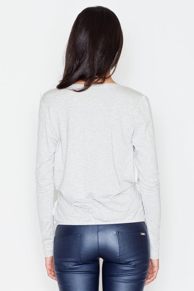 Love Lace Love Lace Women's Two Tone Long Sleeve Pleated Front Blouse Style 43827 in Grey - 3