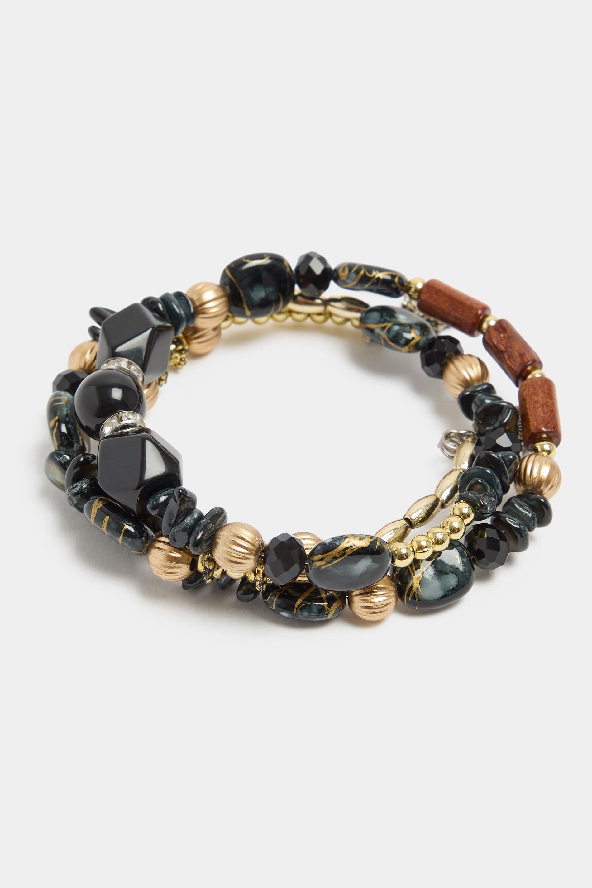 Yours Gold Tone Mixed Bead Coil Bracelet