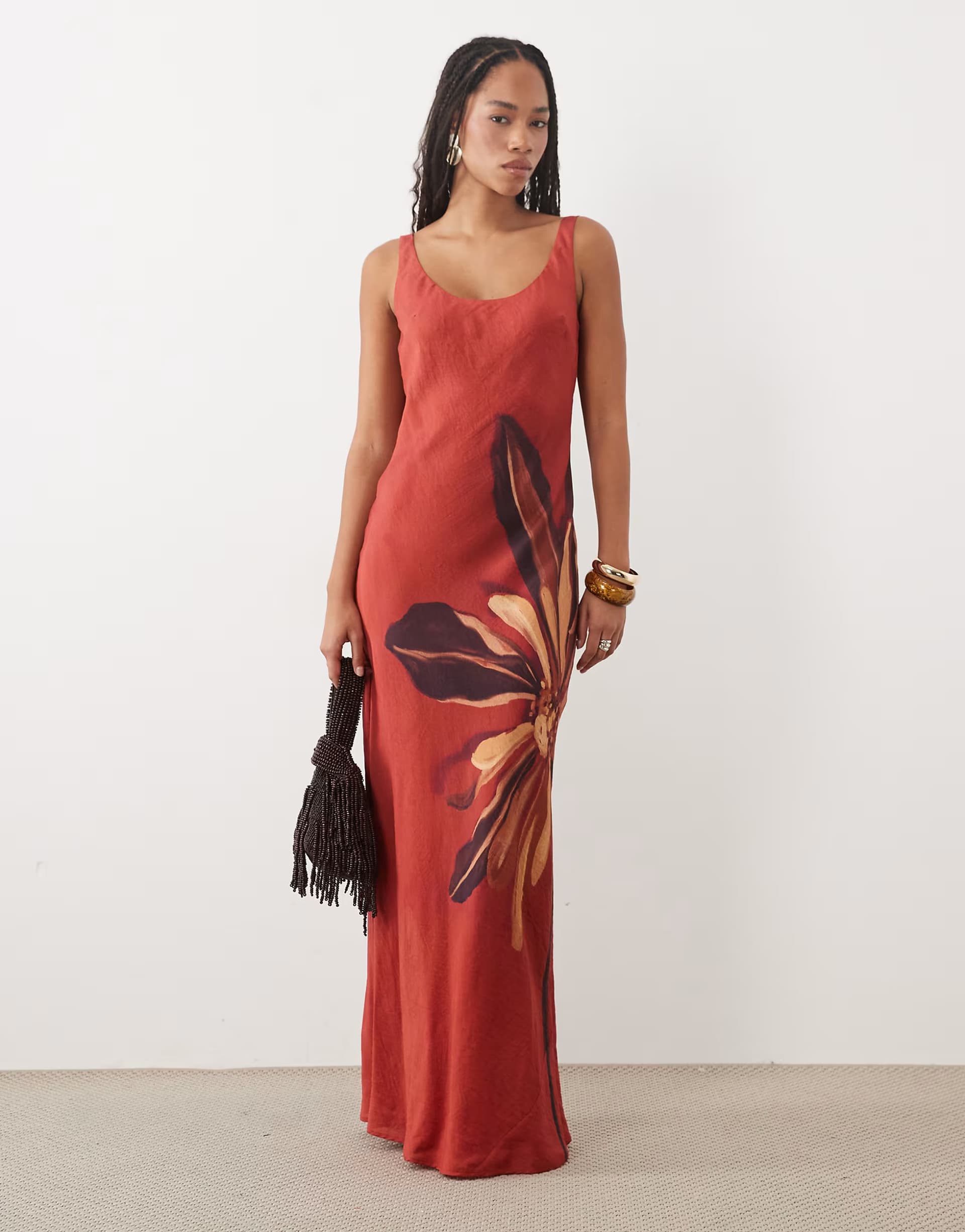 ASOS ASOS DESIGN scoop neck shift maxi dress with placement floral print