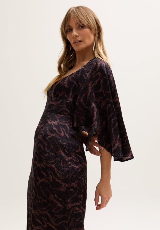Lily and Lionel Lily and Lionel Women's Lydia Angel Sleeve Midnight Tiger Print Maxi Dress In Brown - 3