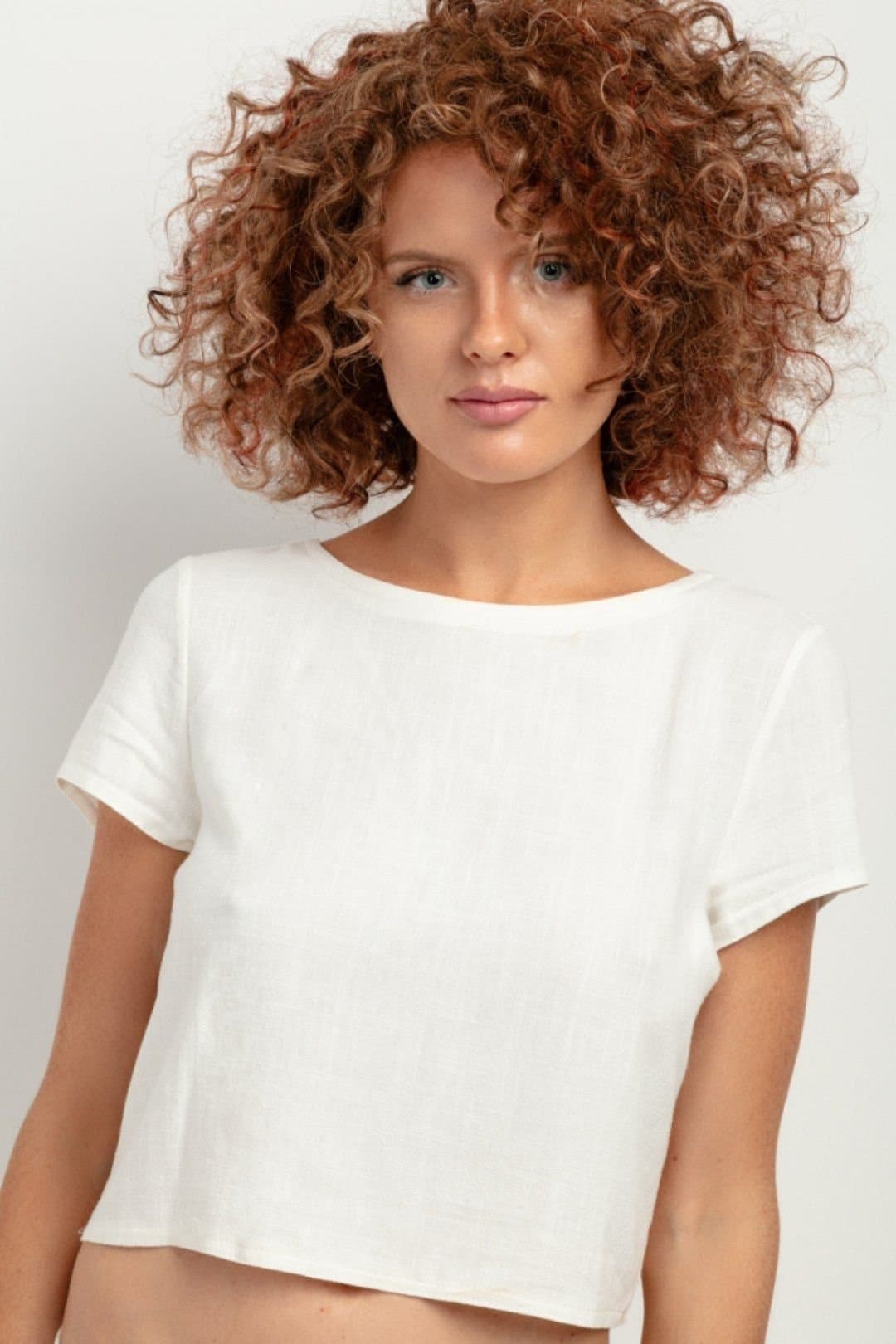 Love Lace Love Lace White Viscose/Linen Summer Blouse