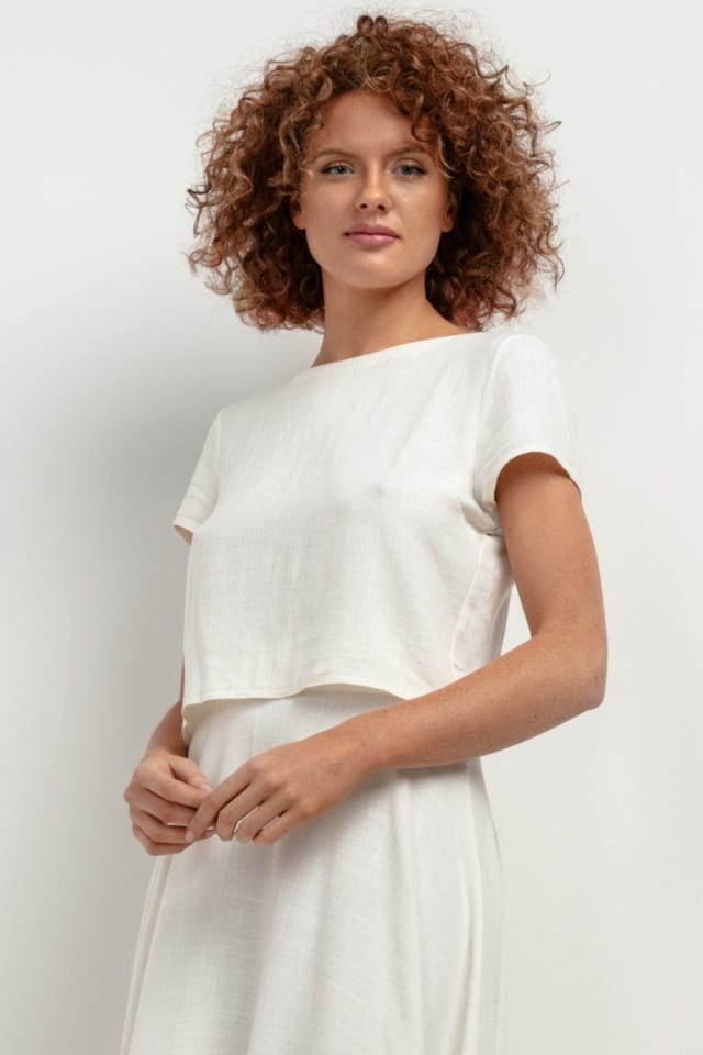 Love Lace Love Lace Women's Linen Viscose Summer Blouse Style 198538 in White - 2