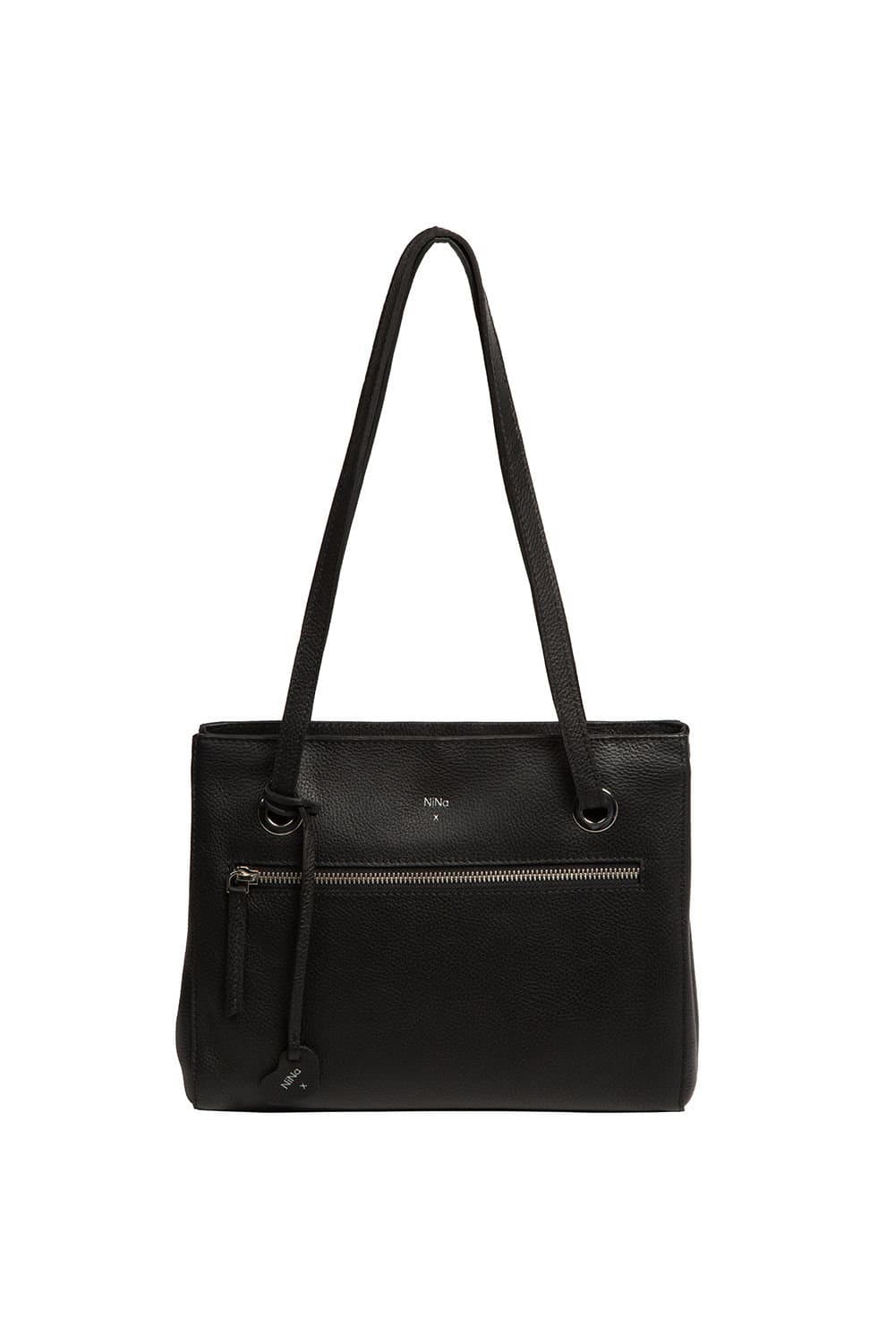 NiNa Amora NiNa Amora Women's 'Teresa' Leather Handbag in Black