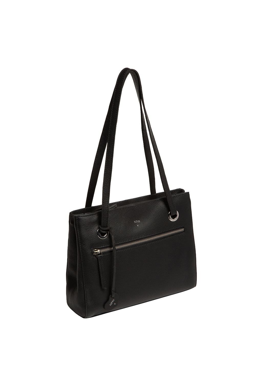 NiNa Amora NiNa Amora Women's 'Teresa' Leather Handbag in Black - 4