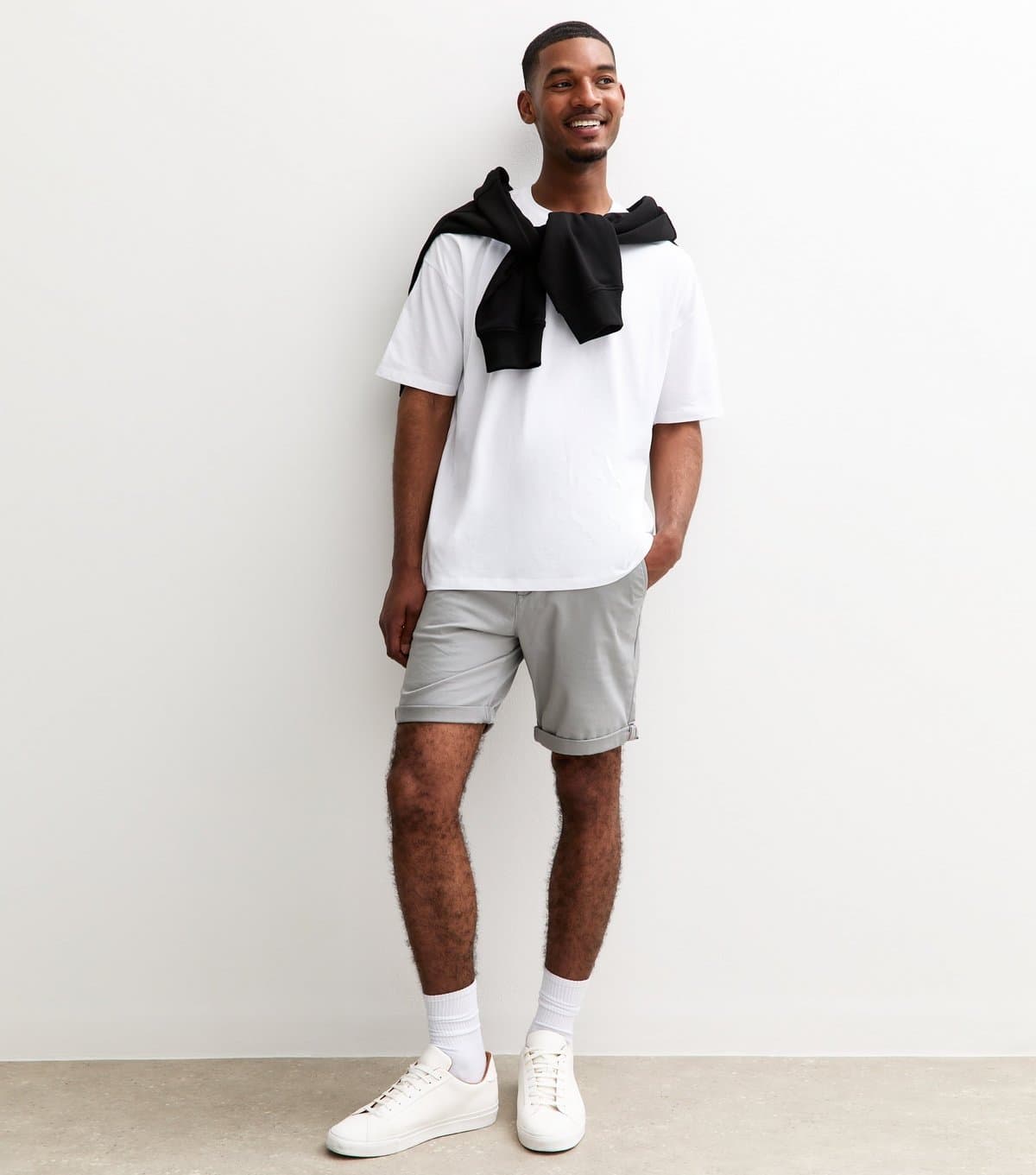 jack & jones Men's Grey Turned Up Cuff Shorts Jack & Jones New Look