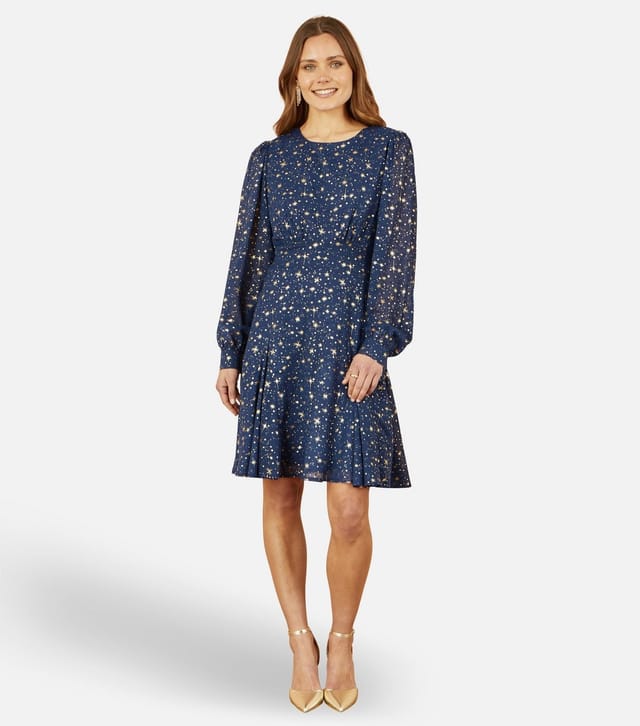Yumi Women's Navy Star Print Dress Yumi New Look - 2