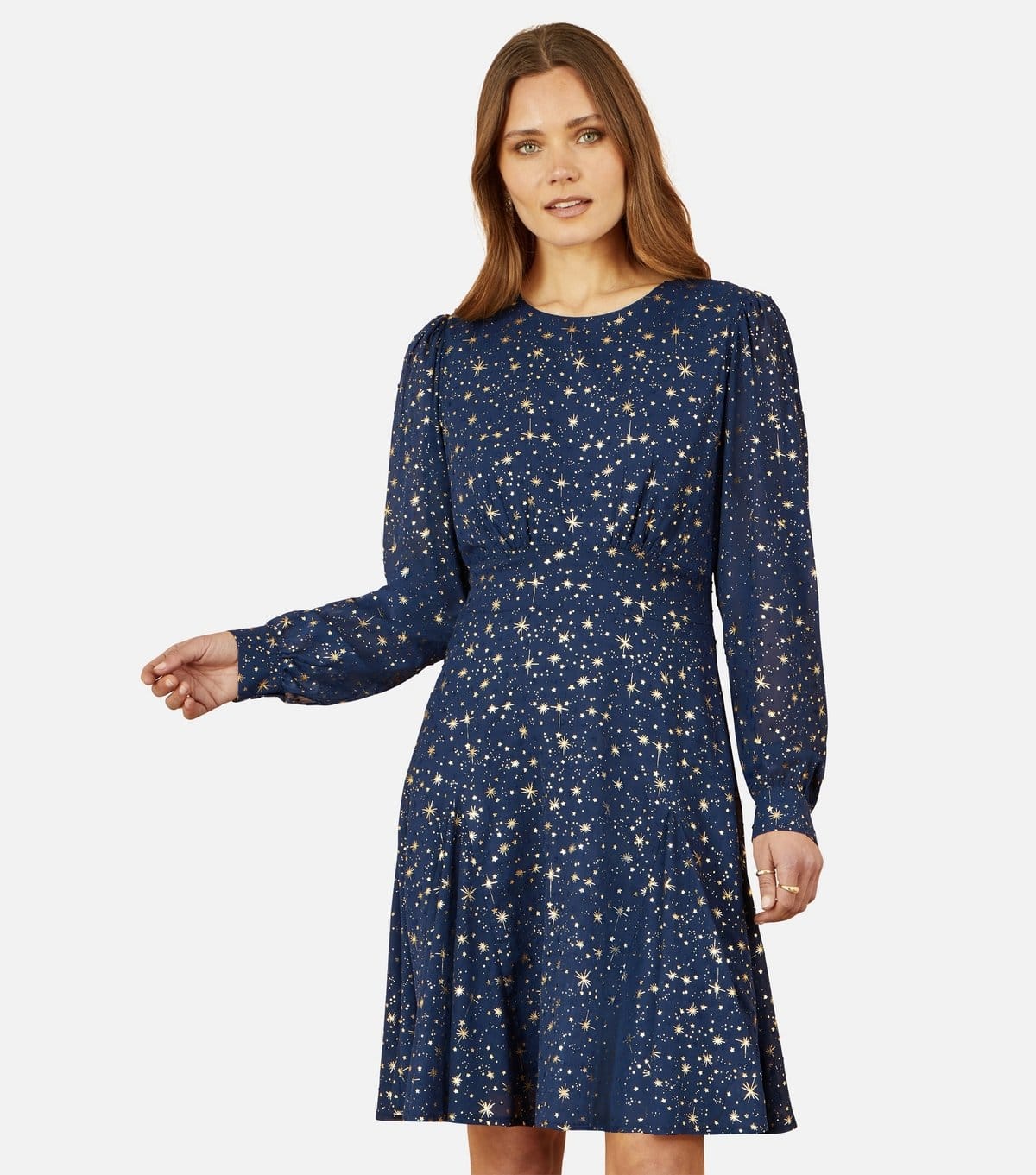 Yumi Women's Navy Star Print Dress Yumi New Look - 4