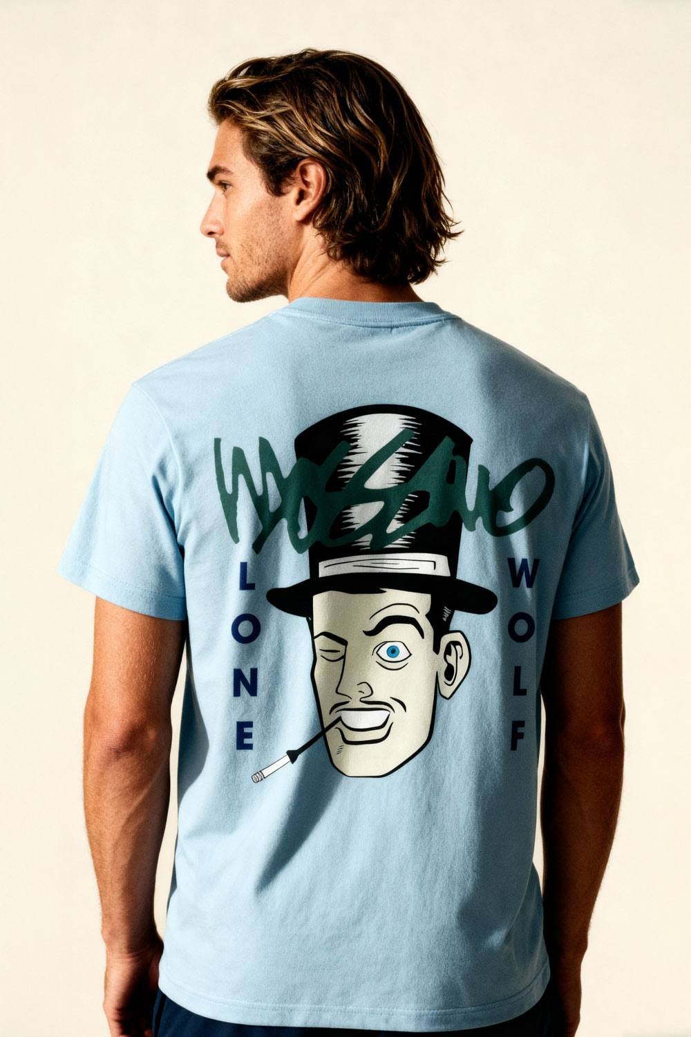 Mossimo Mossimo Men's Lone Wolf T-Shirt in Blue - 2