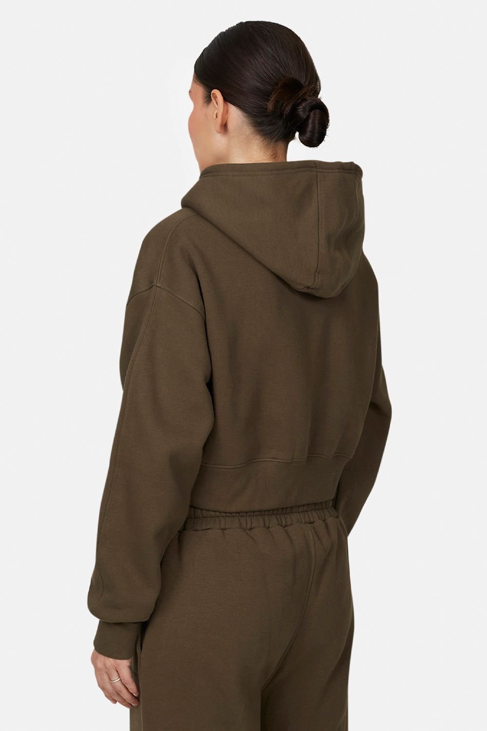 Good For Nothing Good For Nothing Women's Tonal Cropped Zip Hoodie in Brown - 2