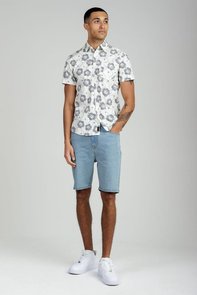 Tokyo Laundry Tokyo Laundry Men's Cotton Poplin Button-Up Shirt with Abstract Floral Print in Off-White - 3