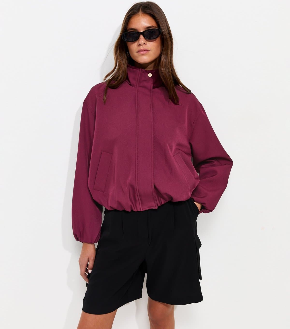 New Look Women's Red High Neck Bubble Hem Jacket New Look