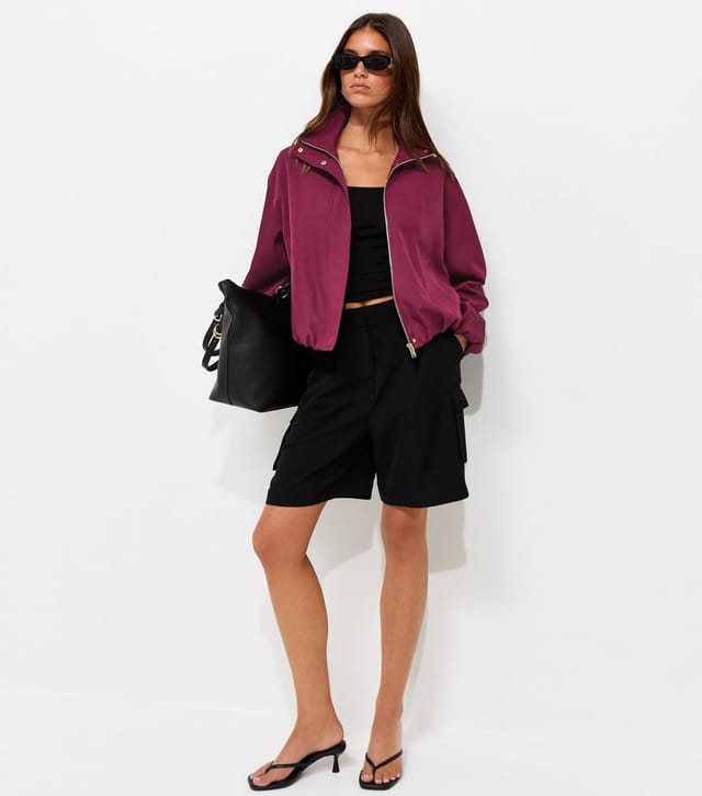 New Look Women's Red High Neck Bubble Hem Jacket New Look - 3