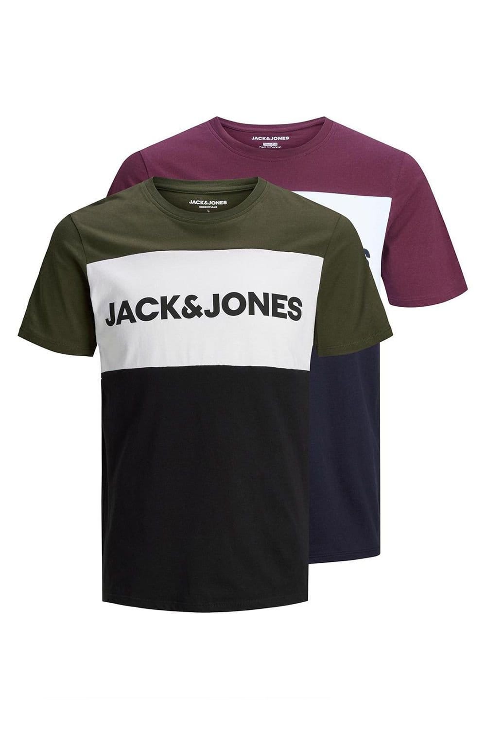 Jack & Jones Men's 2Pcs Logo T-Shirts Crew Neck Cotton, S