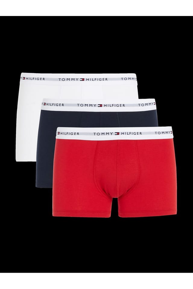 Tommy Hilfiger Tommy Hilfiger Men's Signature 3 Pack Cotton Trunks - Navy White Red - 3