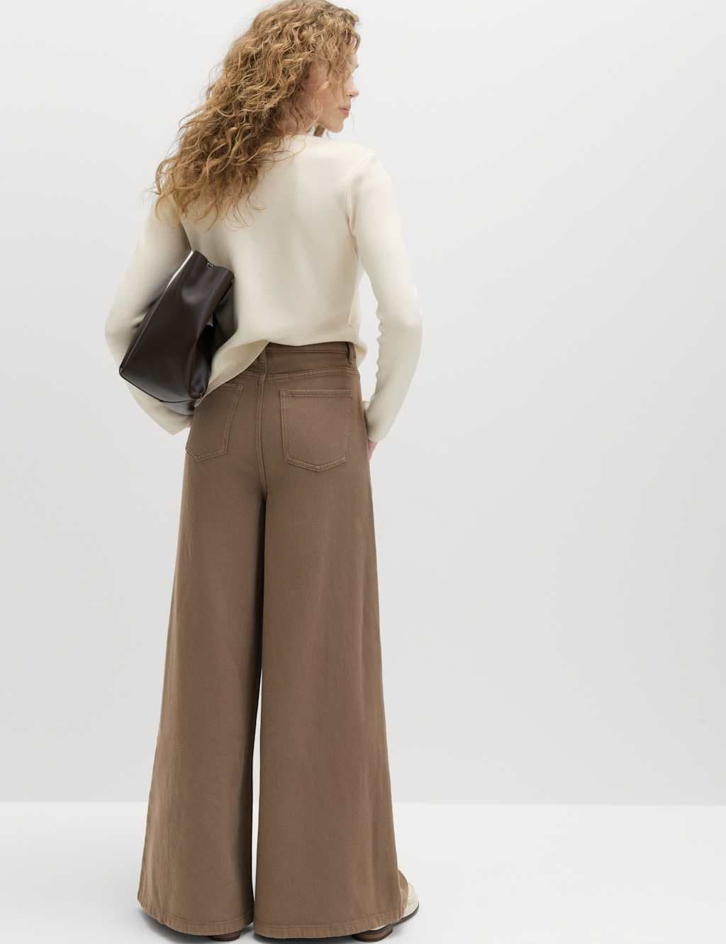 Marks & Spencer M&S Pure Cotton Palazzo Trousers Mocha