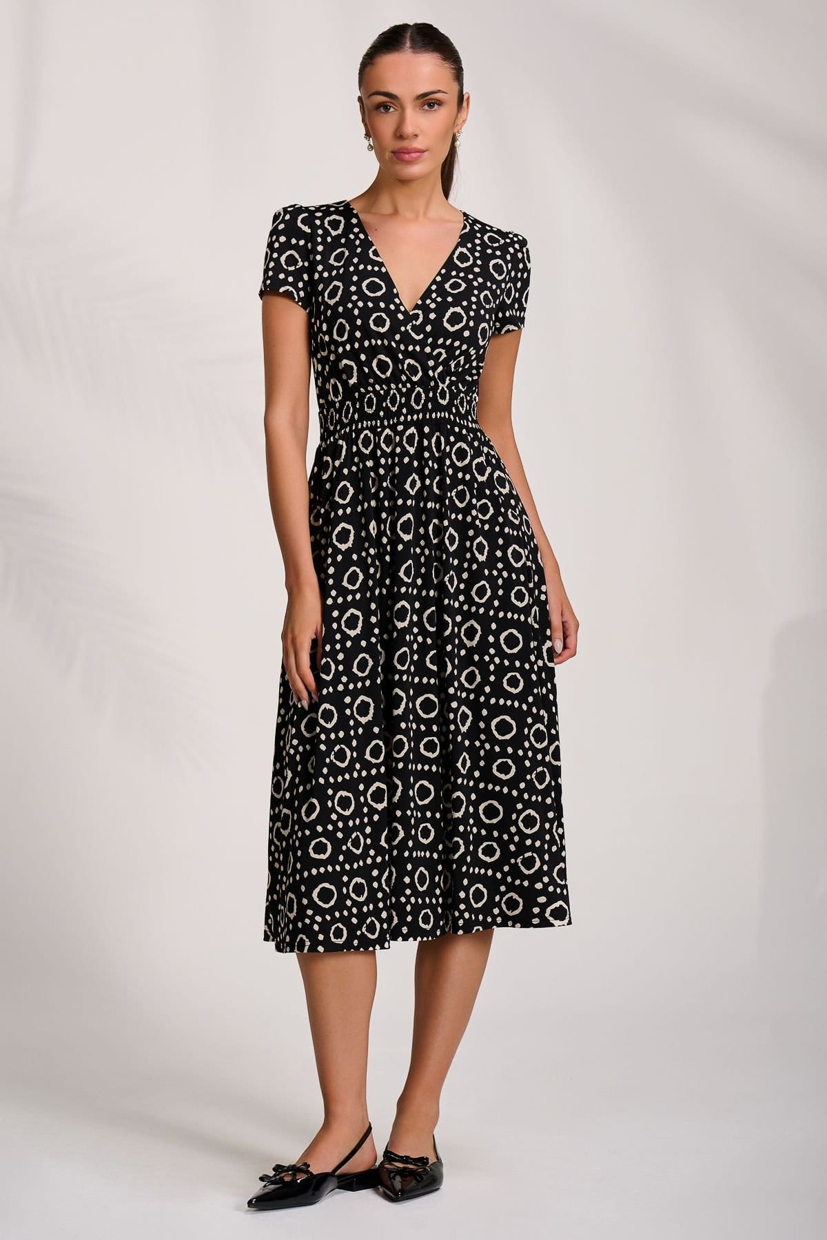 Jolie Moi Jolie Moi Women's Cap Sleeve Printed Jersey Midaxi Dress in Black - 4