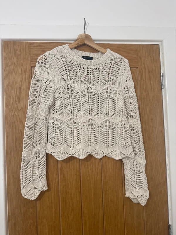 New Look Cream crochet jumper size 12