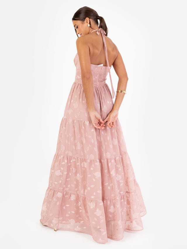 Maya Deluxe Maya Deluxe Women's Floral Self-Tie Halter Neck Maxi Dress in Pink - 3